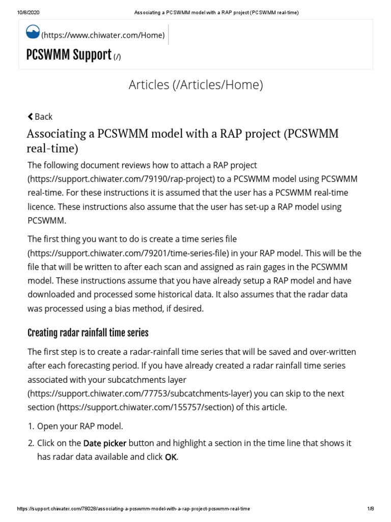 Associating A PCSWMM Model With A RAP Project (PCSWMM Real-Time) | PDF ...