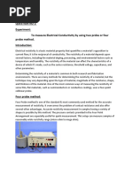 Question No 1: Experiment: To Measure Electrical Conductivity by Using Two Probe or Four Probe Method