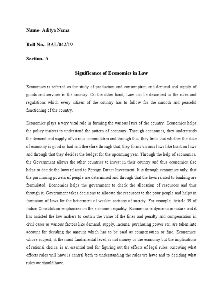 Economics' Role in Shaping Law | PDF | Social Science
