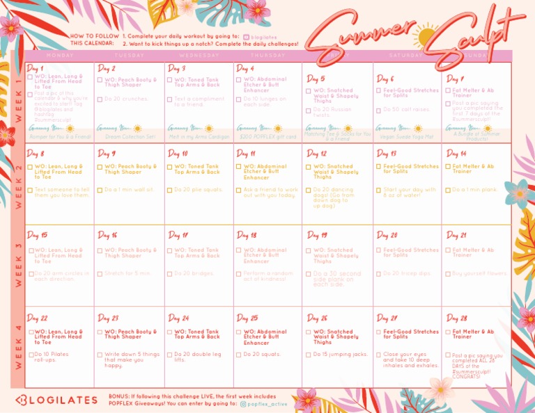 Blogilates 28DaySculptCal InteractivePDF | PDF
