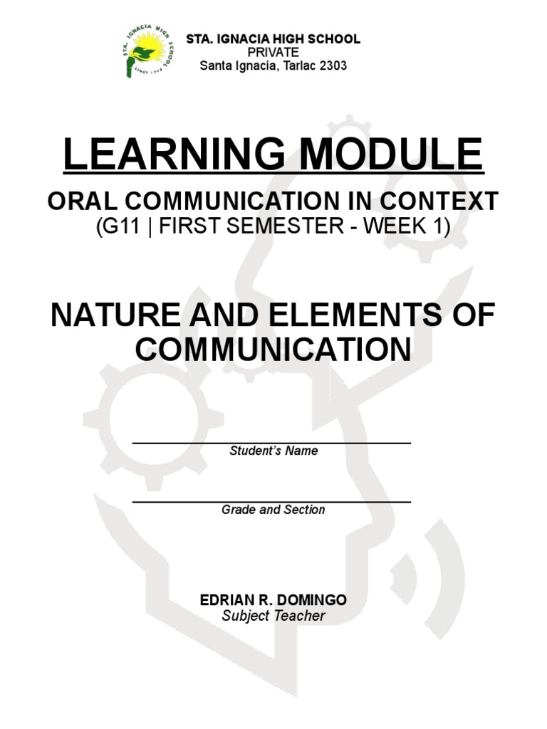 Grade 11 Oral Communication Module | PDF | Communication | Human Nature