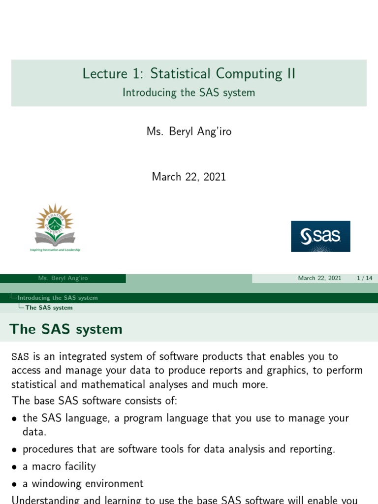 Introduction to SAS Software Basics | PDF | Library (Computing) | Sas ...