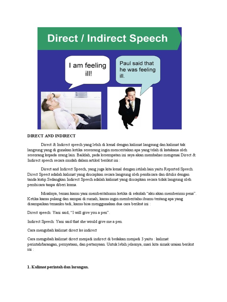 Panduan Direct dan Indirect Speech | PDF