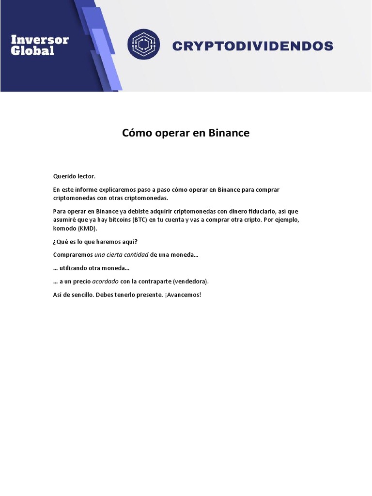 Cómo Operar en Binance PDF | PDF | Oferta (economía) | Bitcoin