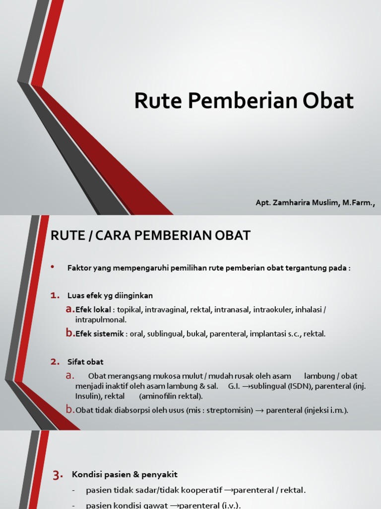 Rute Pemberian Obat dan Efeknya | PDF | Pengembangan Diri | Sains ...