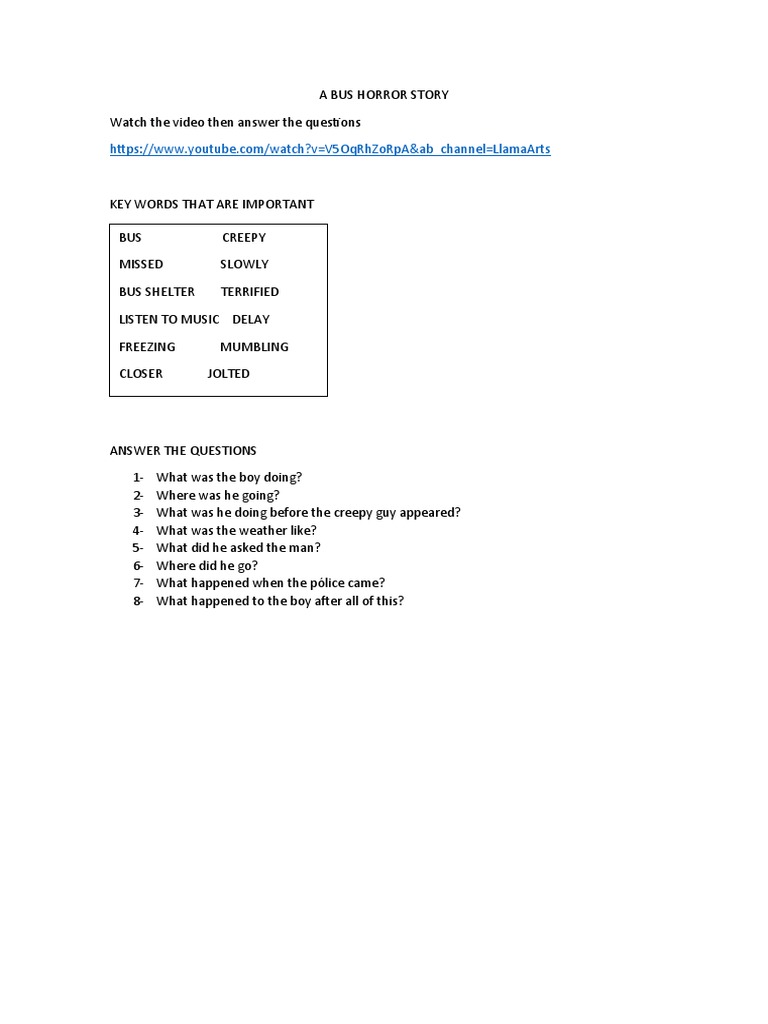 A Bus Horror Story Pdf