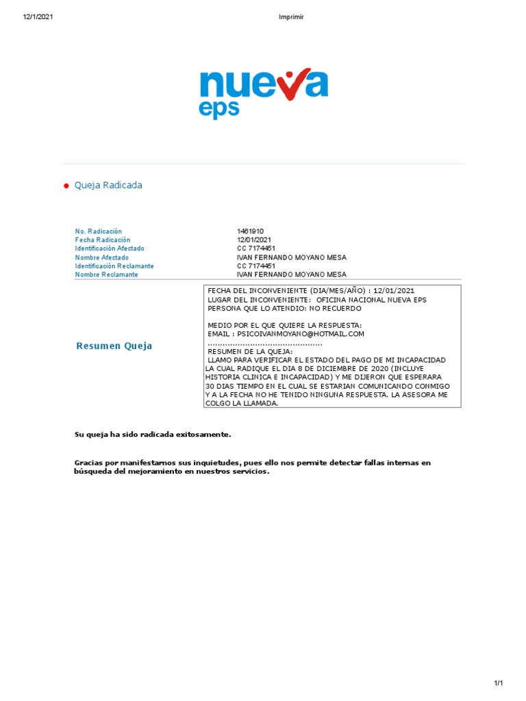 PQR Nueva Eps | PDF | Finanzas y dinero | Derecho