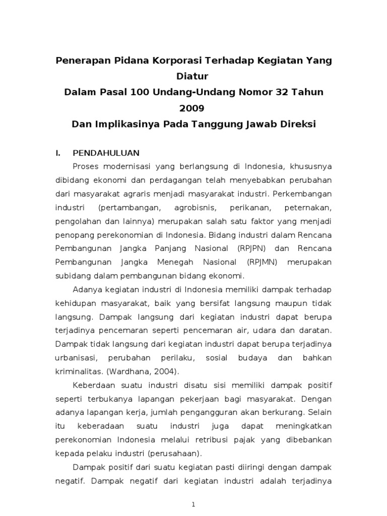 Makalah Pidana Korporasi
