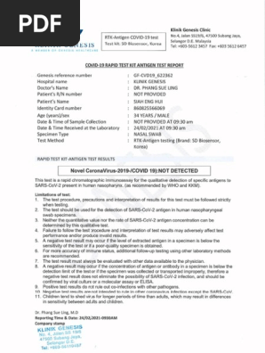 Result Test Covid