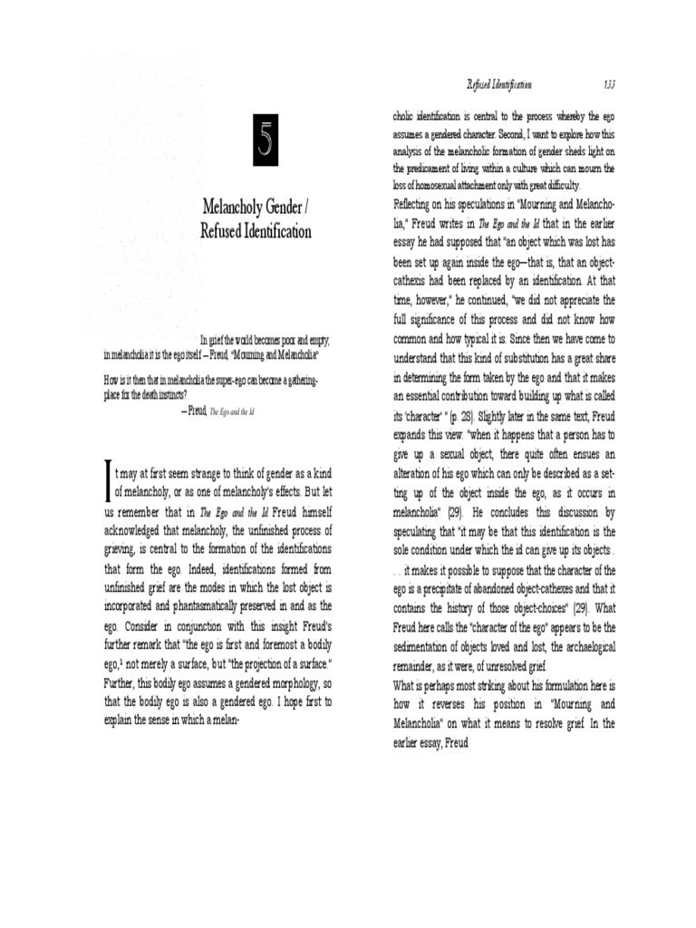 Melancholy and Gender Identity Dynamics | PDF | Id | Psychoanalysis