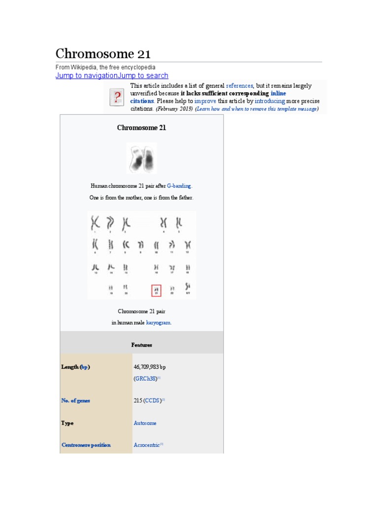 Chromosome 21: Jump To Navigation Jump To Search | PDF | Gene | Human ...