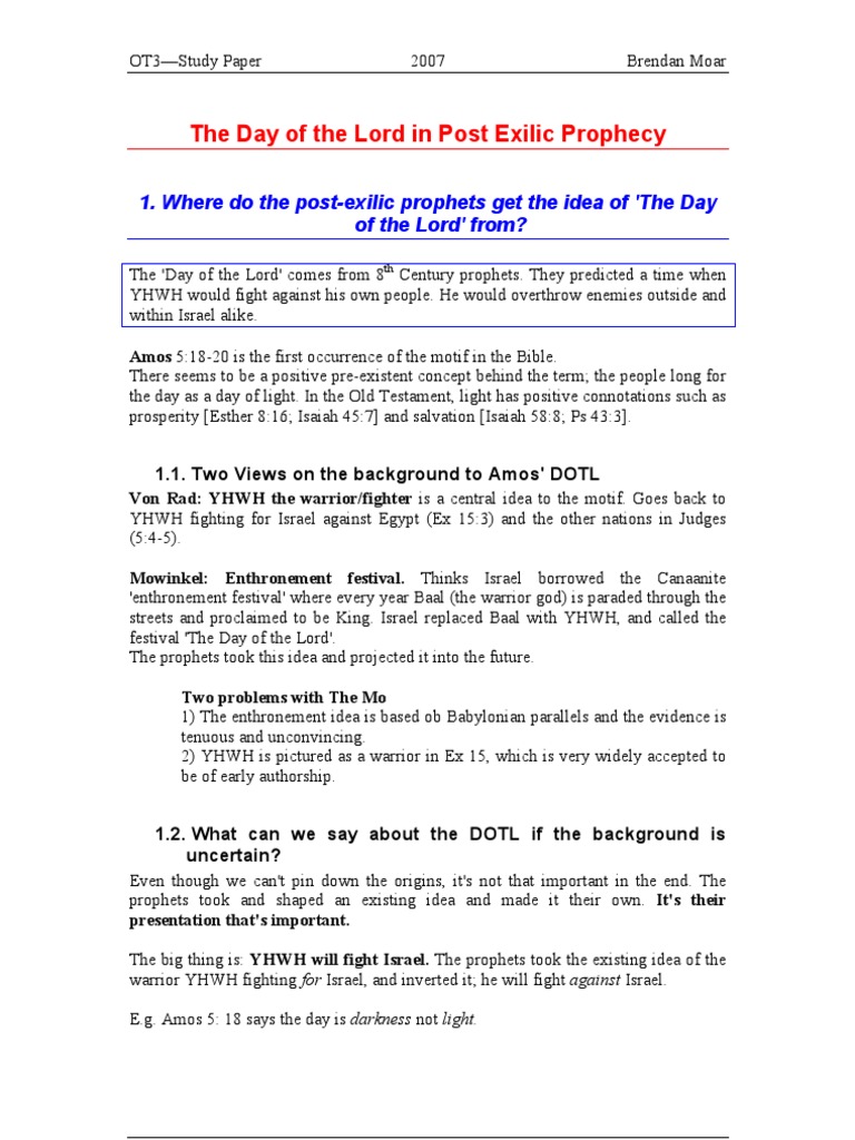 (OT3) Post Exilic Prophets and the Day of the Lord Yahweh Book Of Isaiah