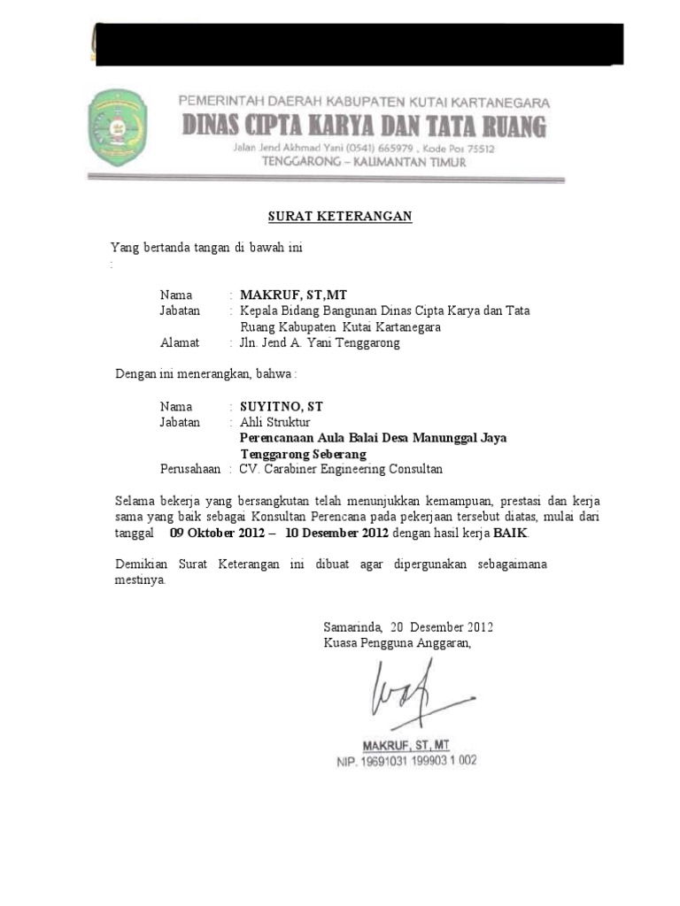 Surat Referensi Kerja Ahli Struktur | PDF