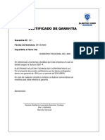 Certificado de Garantia