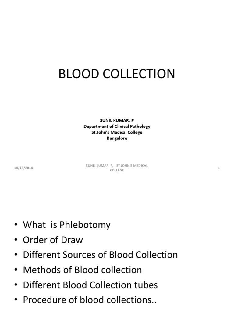 Blood Collection Procedures Overview | PDF | Clinical Medicine ...