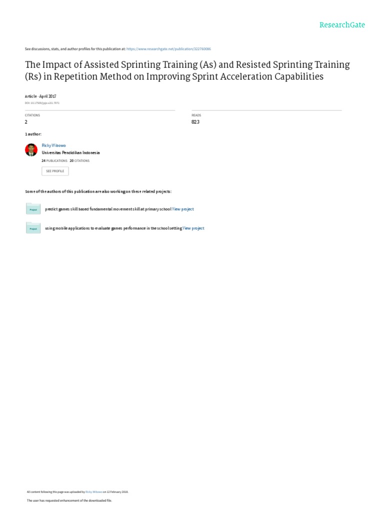 The Impact of Assisted Sprinting Training As and R | PDF | Acceleration ...