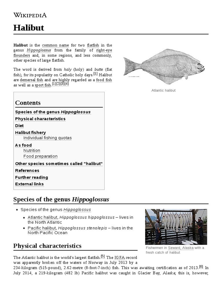 Halibut Halibut Is The Common Name For Two Flatfish in The PDF