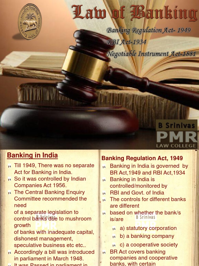 Banking Regulation Act1949 RBI Act1934 Negotiable Instrument Act1881 PDF Bank Regulation