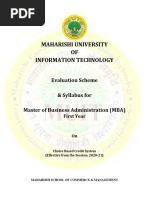 Maharishi University OF Information Technology: Evaluation Scheme & Syllabus For Master of Business Administration (MBA)