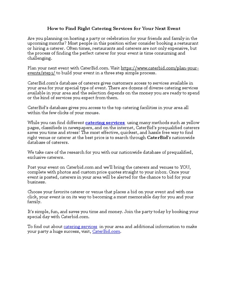 Find Top Local Caterers with CaterBid | PDF | Career & Growth | Business