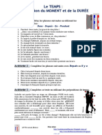 Le Temps La Duree Et Le Moment Exercice Grammatical Feuille Dexercices 79559