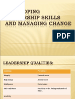 Developing Leadership Skills and Managing Change