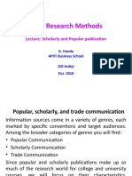 MBA Research Methods: Lecture: Scholarly and Popular Publication
