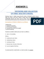 Answer 1: Dividend Decisions and Valuation of Firm: Walter'S Model
