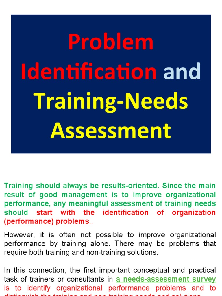 Problem Identification: Training-Needs Assessment | PDF | Needs ...