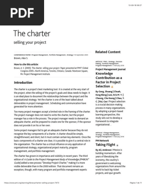 The Charter - Selling Your Project PDF