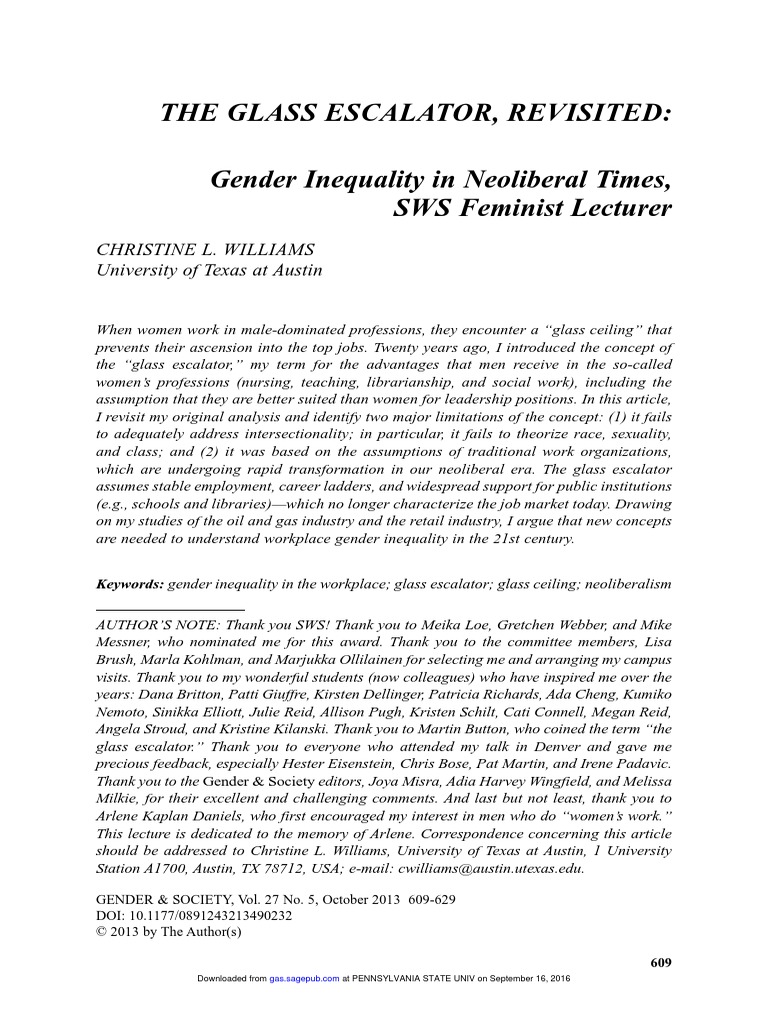 The Glass Escalator, Revisited PDF Intersectionality Feminism