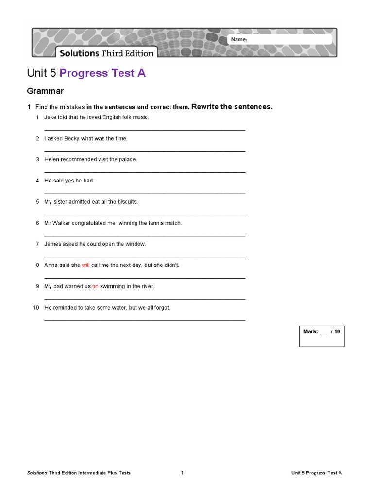 Progress Test A: Unit 5 | PDF | News