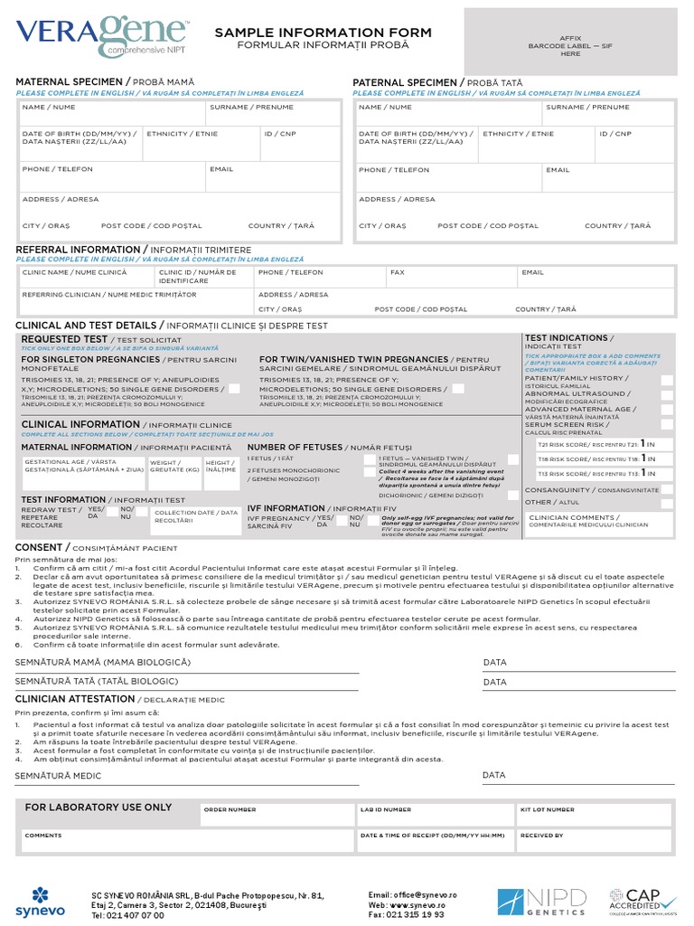 Formular VERAgene | PDF | In Vitro Fertilisation | Mammalian Pregnancy