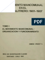 Ximena Cruzat. El Movimiento Mancomunal en El Norte Salitrero 1901-1907. Tomo I