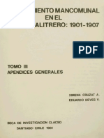 Ximena Cruzat. El Movimiento Mancomunal en El Norte Salitrero 1901-1907. Tomo III