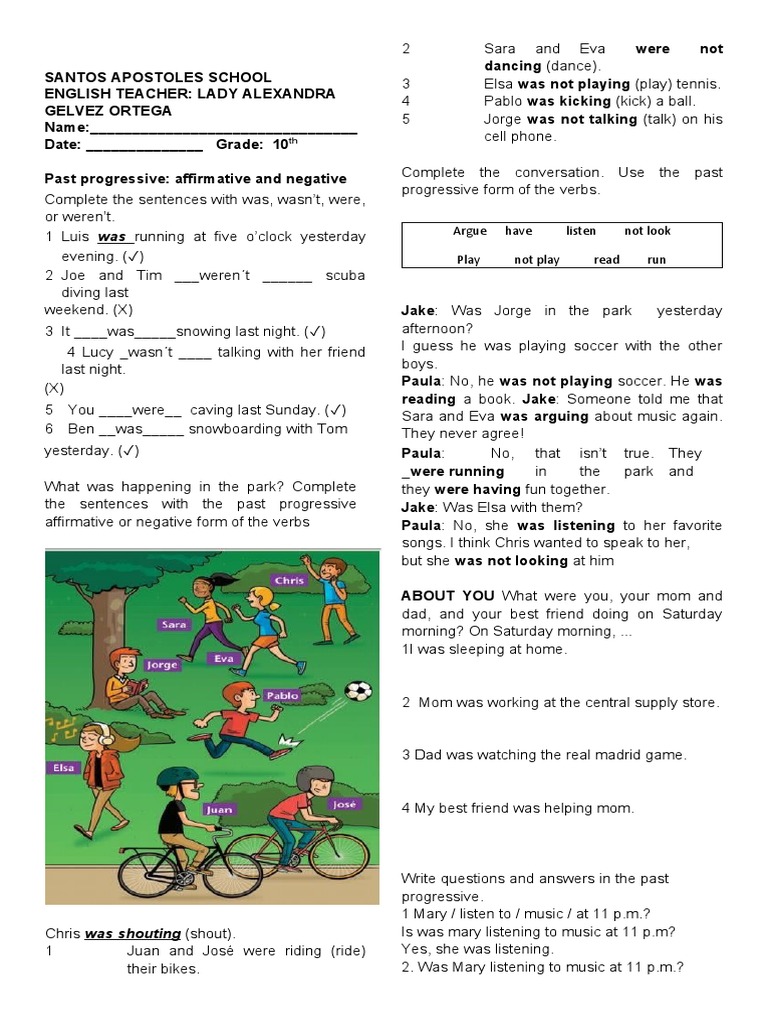 Past Progressive and Simple Past Exercises | PDF
