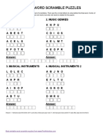 Music Word Scramble Puzzles