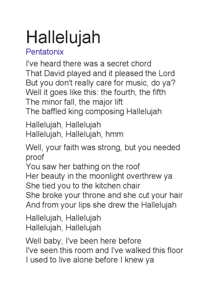 hallelujah: pentatonix | pdf