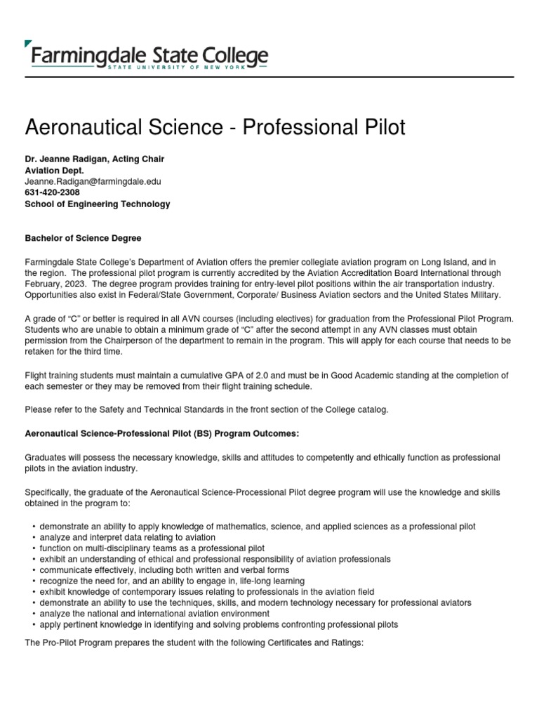 Bs Aeronautical Science Professional Pilot | PDF | Flight Instructor ...