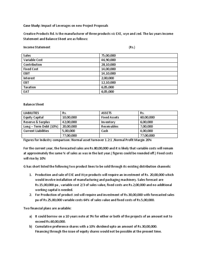 Leveraged Finance Case Study Analysis | PDF | Leverage (Finance ...
