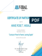 Certificate of Participation: Annie Rose T. Ansale