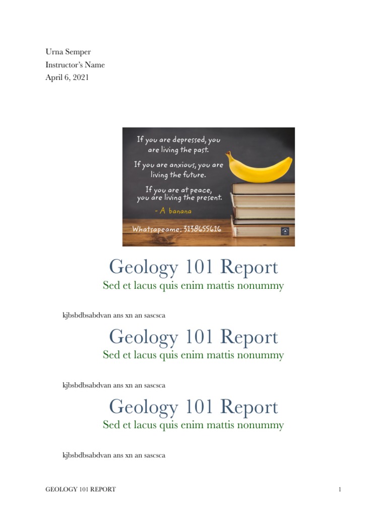 Geology 101 Report Geology 101 Report Geology 101 Report: Sed Et Lacus ...