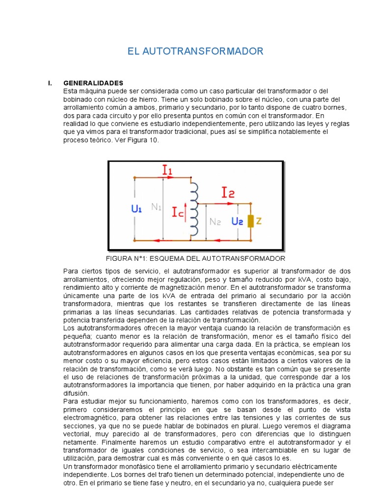 Funcionamiento y Esquema del Autotransformador | PDF | Electricidad ...