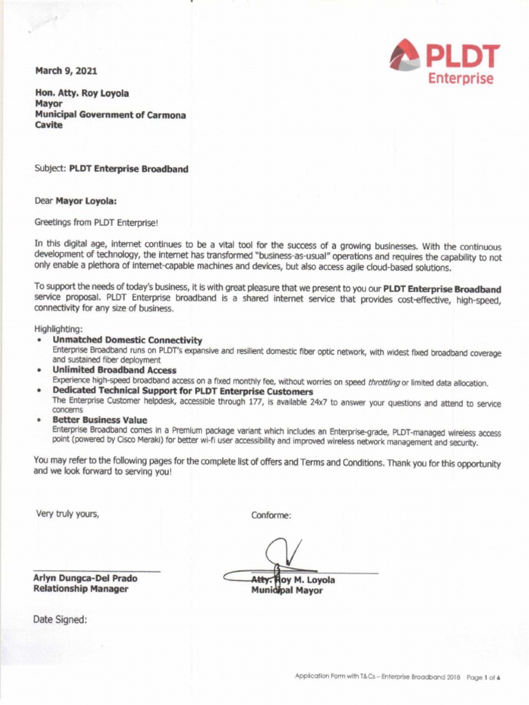 PLDT Application PDF