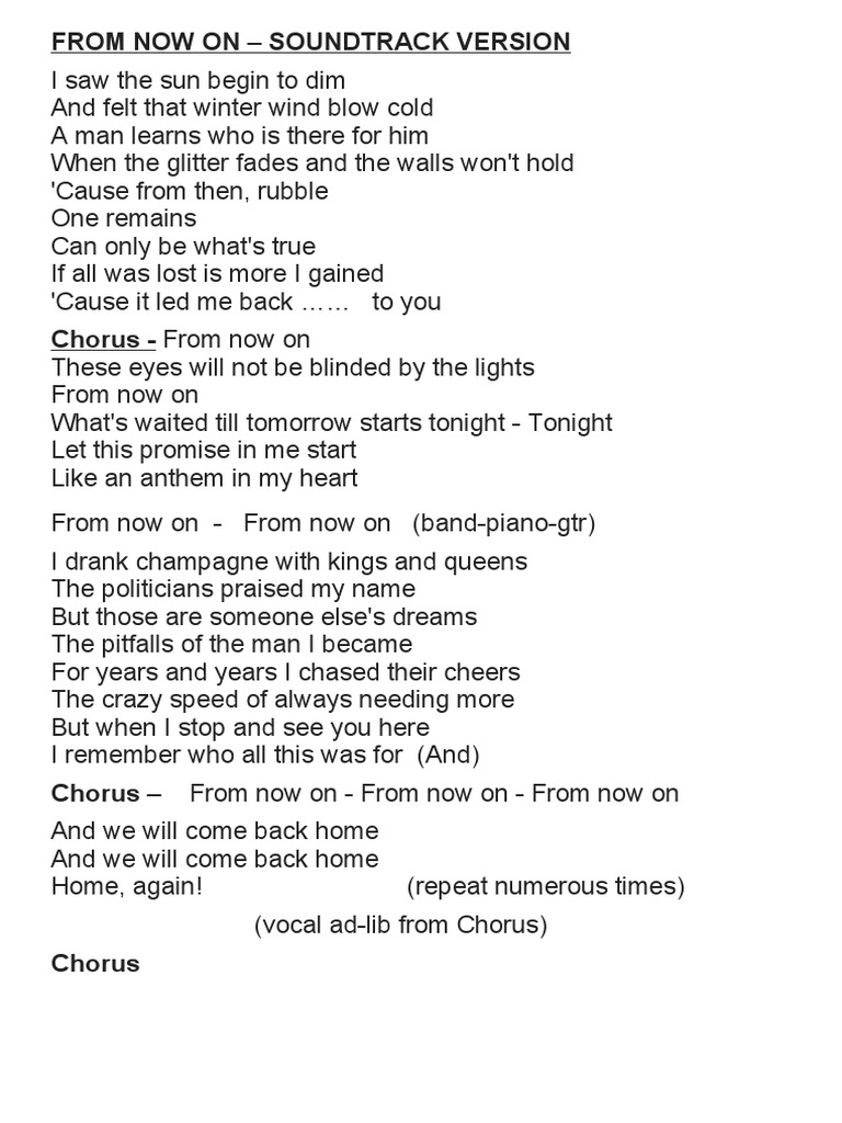 From now on greatest showman hugh jackman lyrics pdf