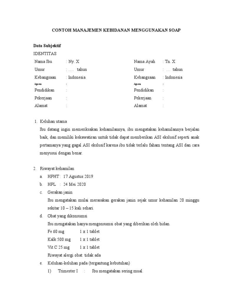 Contoh Manajemen Kebidanan Menggunakan Soap PDF