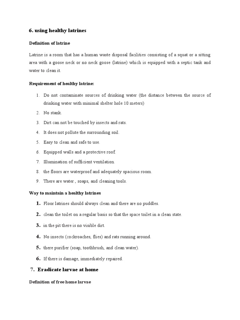 Using Healthy Latrines Definition of Latrine PDF Vitamin Mosquito