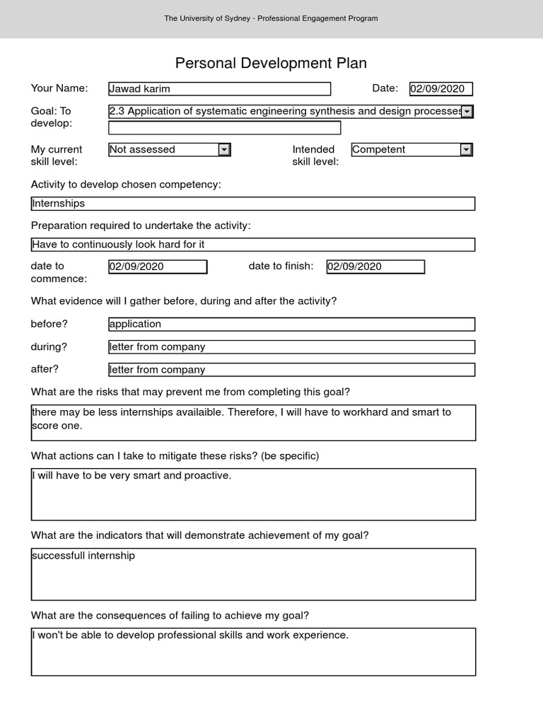 PEP Personal Development Plan | PDF