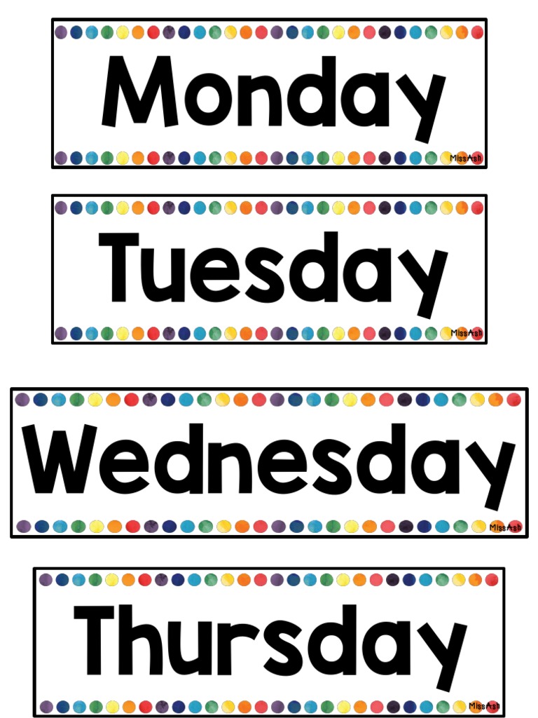 Days of The Week FLASHCARDS | PDF
