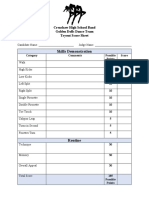 Dance Tryout Score Sheet